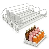 自動ドリンクディスペンサー, 饮料架车,カウンター、冷蔵庫収納ラック, 350ml・500ml缶対応, 幅調整可能, 12-15本収納, 取り外し可能3列(サイズ31cm×25cm×8cm),缶ストッカー