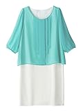 Angeliebe エンジェリーベ 産後用 授乳 ウェア シフォン ドッキング ワンピース 授乳服 ママ 通勤 お宮参り M ～ L ブルー グリーン × オフ