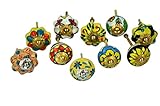 set of 10 yellow & green floral ceramic cupboard cabinet knobs drawer pulls Small 1.5" diameter