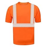 [YOWESHOP] カスタマイズ ラウンドネック 安全 Tシャツ 反射Tシャツ 安全ベスト 高視認性反射Tシャツ ユニセックス 夜間作業 工事現場 警備員用 (XL, (Y) オレンジ 3)