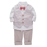 Zhhlinyuan 良質 Kids Boys Vest + Shirt + Pants Three-piece Toddler Long Sleeve Gentleman Set