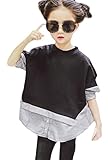 Plus Nao(プラスナオ) 子供用 Tシャツ ブラウス カットソー 長袖 重ね着風 トップス ラウンドネック クルーネック シングルカフス ストライ ブラック 11