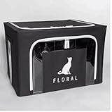 収納ボックス 衣類 多機能収納箱 取っ手付き 布団 (ブラック猫)