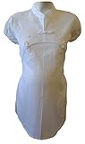 Nokweeman レディーズ Chinese Style マタニティ シャツ ブラウス (M, 白 White)