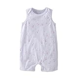YueLian 春夏 ベビー服 ボディスーツ ブロンパース ジャンプスーツ 新生児 ワンチャン柄 肌触り ノースリーブ(適用:6-9月)