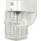Nuvo SF77/862 Porch Wall Fixture with Clear Mason Jar with Photoelectric Sensor, White [並行輸入品]