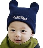 【SEBLES】 ベビー 耳 ミミ キュート コットン 帽子 赤ちゃん 3カ月 ～ 2歳 全3色 サイズ 36cm ～ 50cm クロスセット (ネイビー)
