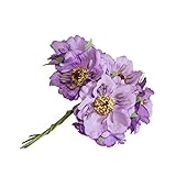 Walmeck 6点セット 3.5cm ミニシルク チェリー 人工ポピーブーケ DIY 手作り 花輪 スクラップブック ウェディング装飾 クラフト造花 パープル UOK2655590790666QC