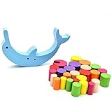 Domybest 28pcs 積み木 セット キューブ 子供おもちゃ 木のおもちゃ 知育玩具 木製 玩具 3歳以上 イルカの形 カラフル 視覚刺激 お祝い ギフト 誕生日 記念日