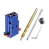Fityle 高品質　スチール製　建具用　耐久性　木製品接続　穴用治具キット　ホールパンチャー　ドリルガイド　9つ穴調整可能　厚さ木適用