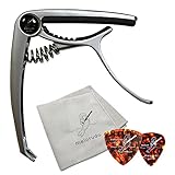 melorudo（メロルド） ギターカポ （シルバー）ロゴ入ギター用クロス・ピック2種2枚付属 ma100011c01n0