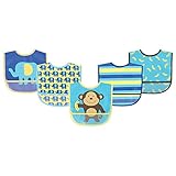 Luvable Friends 5 Piece Safari Waterproof Bibs, Elephants and Monkeys by Luvable Friends