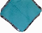 Cozy Wozy Signature Minky Lovie Sized Baby Blanket with Satin Trim Lovie, Teal/Charcoal Gray, 18 x 1
