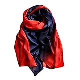 スカーフ シルク 大判 ストール マフラー 優しい肌触り 結婚式　通勤 通学 旅行 オフィ レディース (Red)
