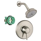 Hansgrohe KS15404-04070BN Croma C 100 Showerhead Kit with PBV Trim, and Rough in Brushed Nickel [並行輸
