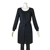 (ニッセン) nissen 【 マタニティ 授乳服 産前 産後 】 共布リボン付 ニット風 タックワンピース 授乳機能付き 黒 産後S