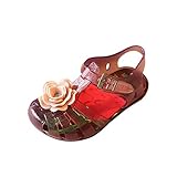 Hzjundasi ベビー ガールズ 可愛い フラワーズ カジュアル アンチスリップ 柔らかい ゼリー ビーチ 平らな 靴 幼児 子供たち サンダル 雨 ブーツ