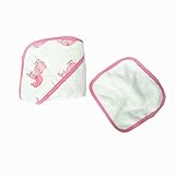 LAT(リー·アンド·タウン)フード付けタオルとウォッシュクロスセット　Muslin Cotton Bath Hooded Towel & washcloth set　　 (タオルハンカチ付き・ピンク