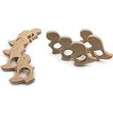 Kissteether 10pcs オーガニックブナ木製の恐竜自然の手作りの木製のTeether赤ちゃんギフトDIY木製のパーソナライズされたペンダント環境に優しい安全な赤ちゃんのTeetherおもち