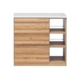 キッチンカウンター 完成品 幅90cm 木製 アルダー 北欧風 ナチュラル ウォールナット色 堀田木工所 (ナチュラル)