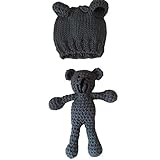 MIOIM® 特別なニット帽子と熊さんおもちゃのセット ニット帽 可愛い 手編み 毛糸 ニットキャップ 子供 赤ちゃん キッズ　帽子 男女児 秋冬　防寒　耳あて 暖かい 撮影