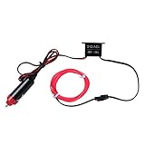 SODIAL(R) 1MフレキシブルなELワイヤー　ネオンLEDカーライト　パーティーロープチューブ＋12Vインバータ - ピンク色