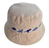 (ビグッド)Bigood 赤ちゃん ベビー 帽子 リバーシブル 子供 ハットキッズ 男の子 日よけ UVカット女の子 つば広 保育園 春夏 日焼け 刺繍 恐竜 チェック柄 50cm