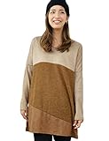 clf-71800704 FREE CAMEL(02) (ヨンユー) 4u チュニック ニット バイカラー トップス プルオーバー 切替 clf-71800704