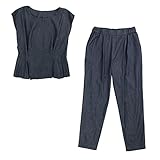 デニム フレンチペプラムセットアップパンツスーツ