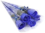 Univarcブランド【メーカー保証書付属】個別包装済み！ 神秘的！ 美しい 青薔薇 20本 造花 ブルーローズ バラ オシャレな インテリア カラビナ メーカー保証書 豪華22点セット！