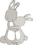 SweetグレーMom and Baby BunnyウサギCartoonビニールデカールステッカー 4" Tall 623477170