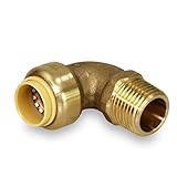 Everflow Pushlock upme12 1 / 2 Inch LongプッシュXメスエルボ継手のpush-fit Made、with Lead Free DZR鍛造真鍮、接続Pex、CPVC
