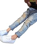 Baby Girl Boys Ripped Jeans Kids Boy Friendスタイルデニムパンツ カラー: ブルー