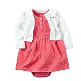 カーターズ Carter's カーディガン 半袖ロンパース ワンピース 2点セット 白ハート ベビー服 女の子(9months(67-72cm)) [並行輸入品]