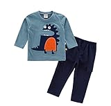 ツバメ--屋　長袖ベビー服 赤ちゃん服 男の子 キッズ 長袖 Tシャツ ズボン セットアップ 可愛い恐竜 デザイン 春秋長袖男の子 Tシャツ カジュアル お出かけ 出産祝い (（18-24）ヶ月)