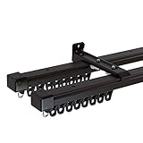 カーテンレール ダブル 伸縮 角型 日本製 サイズ 1.6-3.0m ■ブラウン H-N-0 Z3K