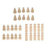 Dovewill DIY　工芸品　家の装飾　木製　ペグ人形　クリスマスツリーの形　雪だるまの形　40個 /セット