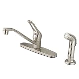 Kingston Brass KB562SNSP Wyndham Single Loop Handle Kitchen Faucet with Side Sprayer, 8-Inch, Satin 