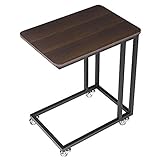 VASAGLE サイドテーブル ナイトテーブル 質感良い 幅50ｘ奥行35ｘ高さ60cm 耐荷重20kg 広い天板 キャスター付き おしゃれ ダークブラウン NLNT50XV1