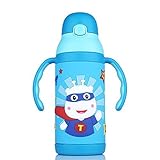 Pinkah Kids Insulatedステンレススチール真空ウォーターボトルフリップストローとsweat-proofゴムコーティング、12オンス