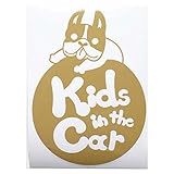 ゴールド（金） 犬 フレンチブルドッグ 円 Kids in the car キッズ イン ザ カー キッズインカー ステッカー 窓ガラス用シールタイプ 車...