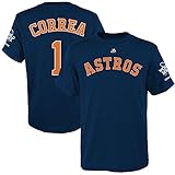 Houston AstrosメンズCarlos Correaマジェスティック2017 World Series Champions Name & Number Tシャツ – ネイビー