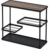 山善 サイドテーブル 幅48×奥行18×高さ45cm コンパクト 軽量 天板リバーシブル ブックスタンド高さ無段階調節可 組立品 サンドブラック RMR-48(SBK)