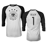 TCAMPドイツ2018 National Soccer # 1ノイアー世界選手権メンズQuarter SleeveラグランTシャツ Adult XX-Large ブラック