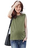 Angeliebe エンジェリーベ マタニティ 授乳口付き ノースリーブ トップス 妊婦服 産前 産後 M ～ L カーキ 21755 21755502