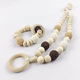 ママ授乳ネックレス 歯固めジュエリー?赤ちゃんのおもちゃ?歯がため 握りやすい 木製 ブレスレット チュアブル リング/ラトル 感覚おしゃぶり[BPAフリー][FDA認可済]木育 安全 無味 2枚セッ