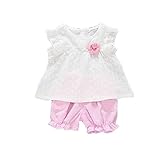 Pojour 夏 1-6歳キッズセット 上下セット Tシャツ+パンツ 子供かわいいブラウス 綿麻混 通気　ピンク(90cm)