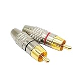 金メッキ RCA プラグ 端子 はんだレス タイプ オス PLUG TYPE タイプ B 赤黒 ケーブル自作 レッド ブラック (2)
