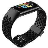 Fitbit Charge5 バンド シリコン製 ソフトバンドCharge5 専用ベルト 通気バンド 防水スポーツバンド交換用ストレッチバンド ストラップ For Fitbit Charge5 (ブラック)