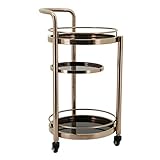 独特なワインカート、台所金属のサービングのトロリー、車輪が付いている3層の高容量収納棚、ティーカート、ダイニングカート、バーラック、ローズゴールド